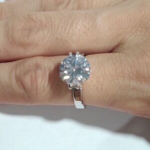 Round Cut Solitaire Ring Cubic Zirconia CZ Promise Statement Ring Size 6.75